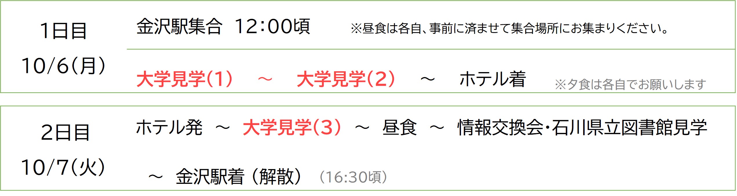 行程表